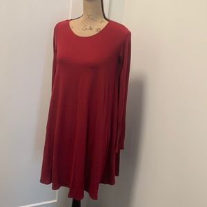 Francesca’s Red Long Sleeve Shift Dress